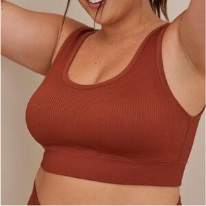 Women's Ribbed Brown Sports Bra